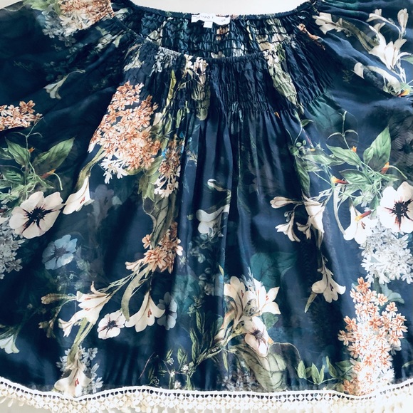 ⭐️Tempo Paris⭐️Silk Chiffon 3/4 Bell Sleeve Blouse - Picture 9 of 12